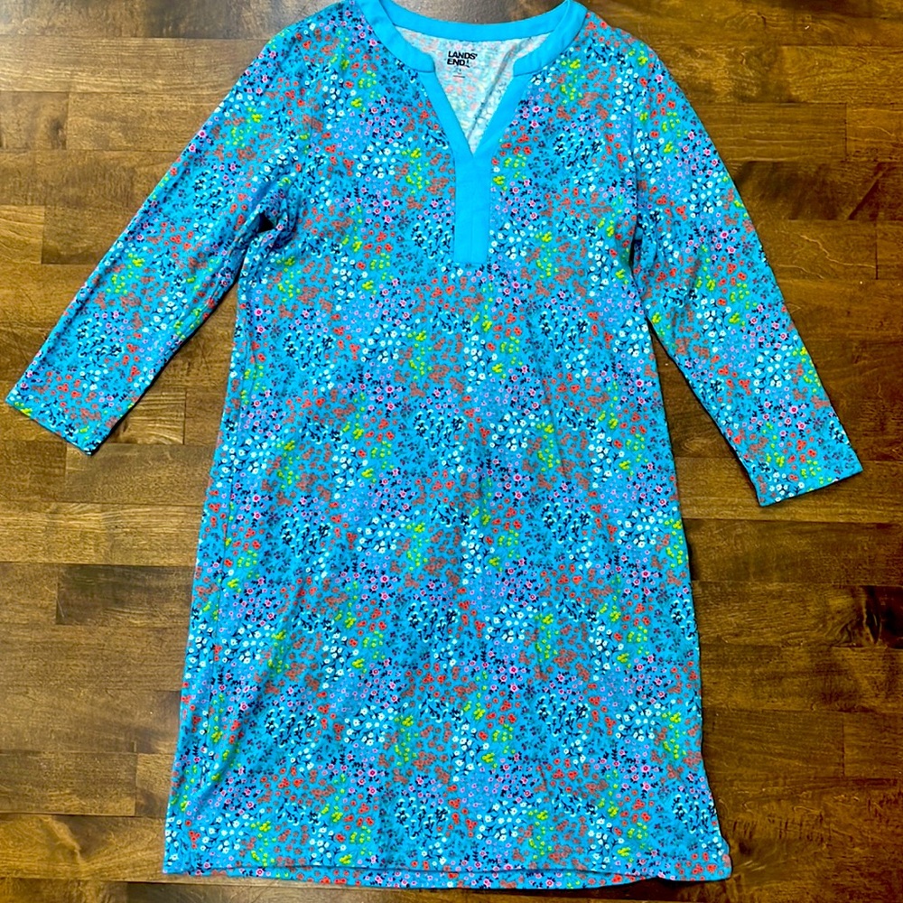Land’s End EUC Floral 100 Percent Cotton Dress, Size Small